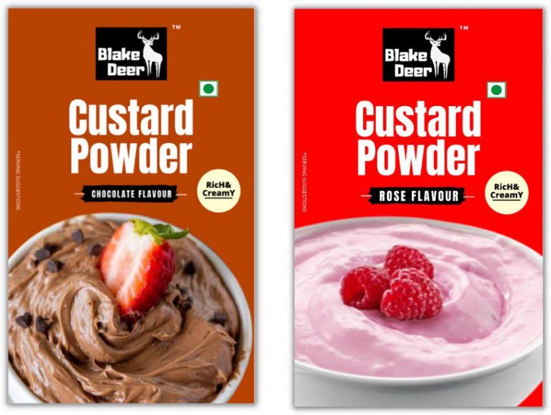 Blakedeer Custard Powder Rose| Chocolate Flavour Combo , 200gg Custard Powder  (2 x 50 g)
