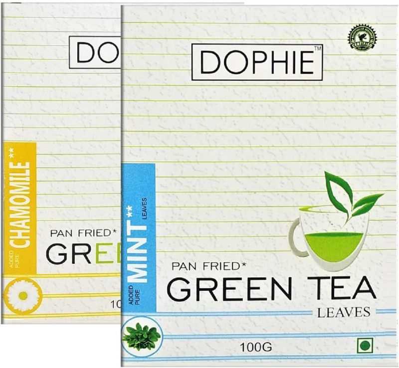 dophie Chamomile green tea, Mint green tea [COMBO PACK-2]Great Source of Vitamins, Minerals, and Antioxidants, Supports Healthy Sleep (100gm Each) Herbs Green Tea Box  (2 x 100 g)