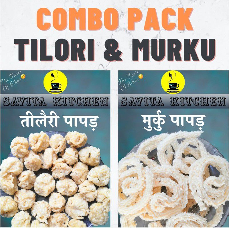 Savita Kitchen Tilori & Murku Papad Combo | Combo Pack of 300 G Each (Total 600 G) Masala Papad 600 g  (Pack of 2)