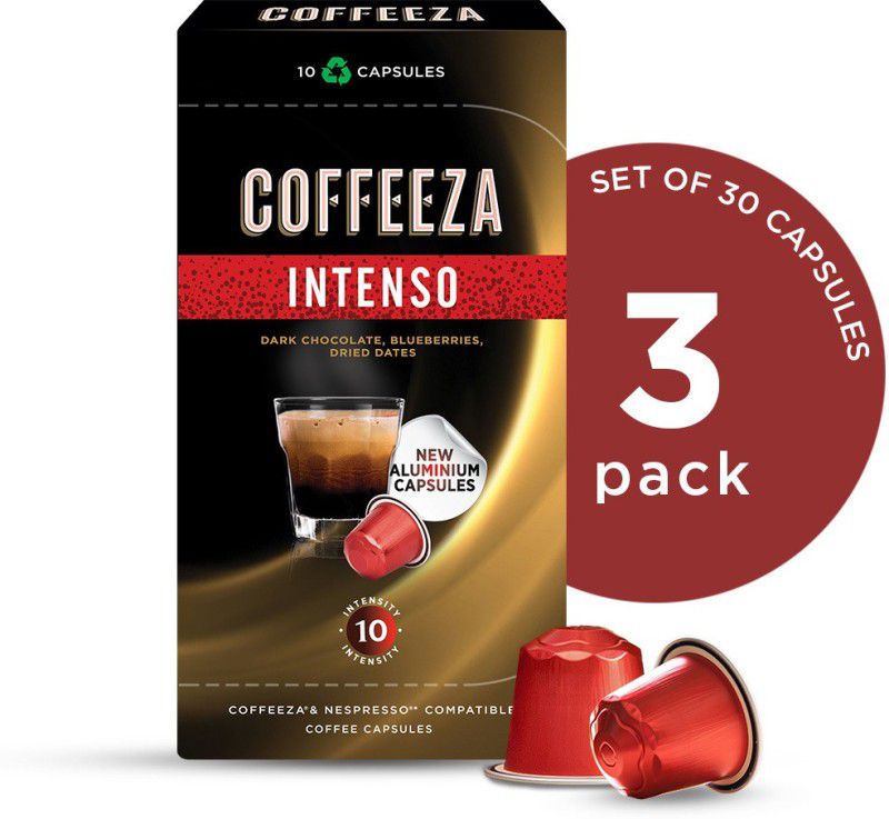 Coffeeza Intenso Coffee Capsules Pack of 30 Pods -Nespresso Compatible Coffee Capsules Pods Instant Coffee  (30 x 55 g)