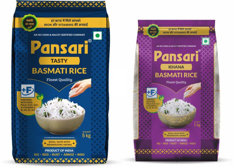 Pansari Combo Pack of Tasty and Khana Basmati Rice , 2 Year Aged Long Grain Basmati Rice,Biryani Rice, Pulav Rice Basmati Rice  (6 kg)