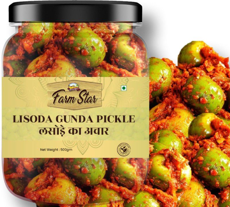 Farm Star LISODA GUNDA PICKLE | 100% Fresh & Homemade (500gm) Lesua Pickle  (500 g)