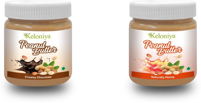 Keloniya Chocolate Smooth (350GM) And Natural Honey Peanut Butter Creamy (Combo pack 2) 350 g  (Pack of 2)