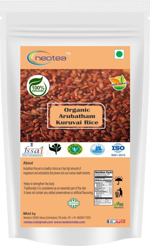 neotea Organic Arubatham Kuruvai Rice, 1 Kg Red Boiled Rice (Medium Grain)  (1 kg)