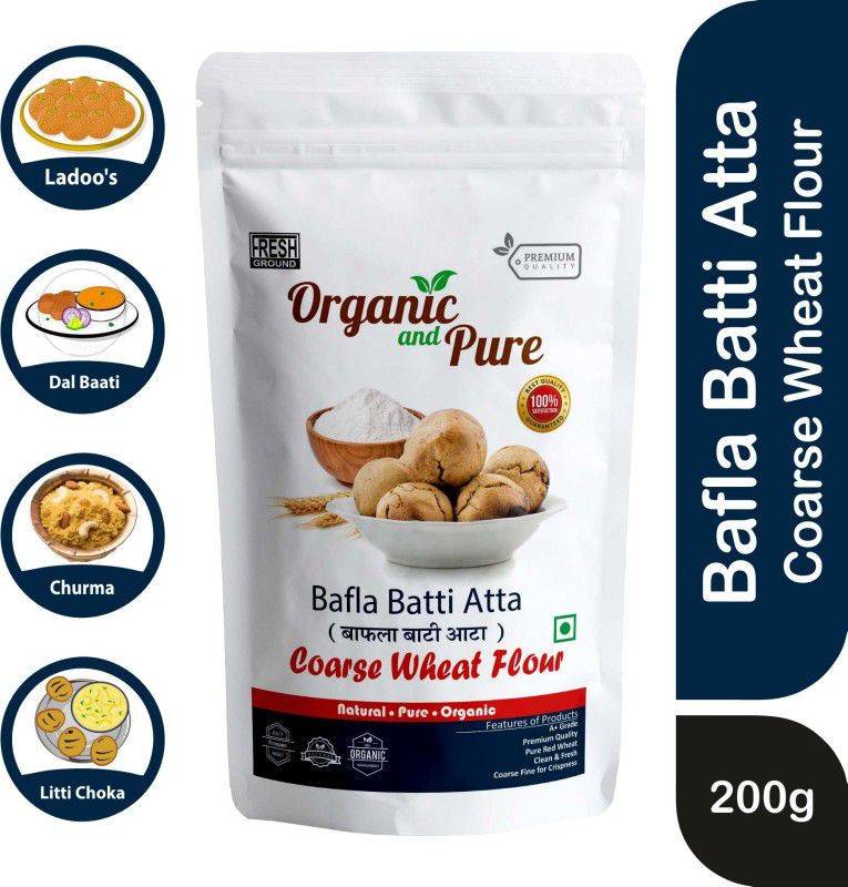 Organic and Pure Coarse Wheat Flour, Daal Baati Atta, Dal Bafla Atta  (200 g)