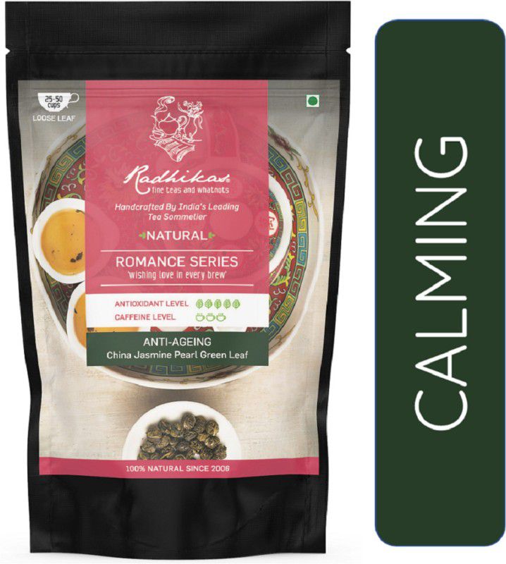 Radhikas Fine Teas and Whatnots ANTI-AGEING China Jasmine Pearl Green Leaf Jasmine Tea Pouch  (50 g)