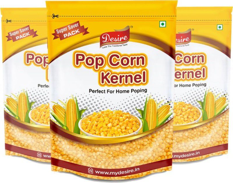 Desire Foods Popcorn kernels Seeds | Superior Quality Raw Popcorn | UNFLAVORED Popcorn  (3 kg, Pack of 3)