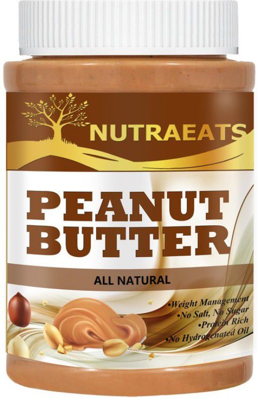 NutraEats Nutrition 100% All Natural Peanut Butter (Crunchy), 907g (Unsweetened, Non-GMO, Gluten Free, Vegan) Pro(46) 500 g