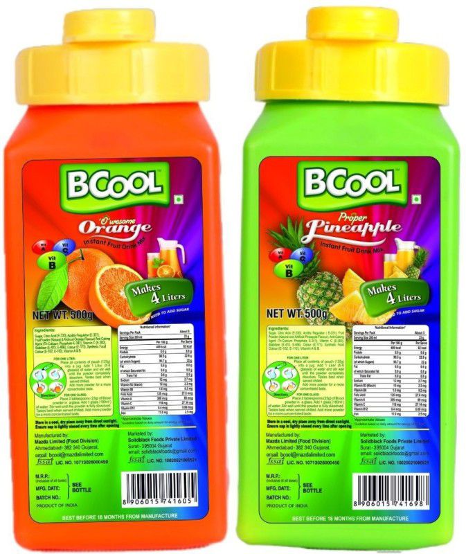 Bcool Orange & pineapple Immunity Booster Instant Drink Mix Powder for All Age Groups(Pack of 500g)  (1 kg, Pack of 2)