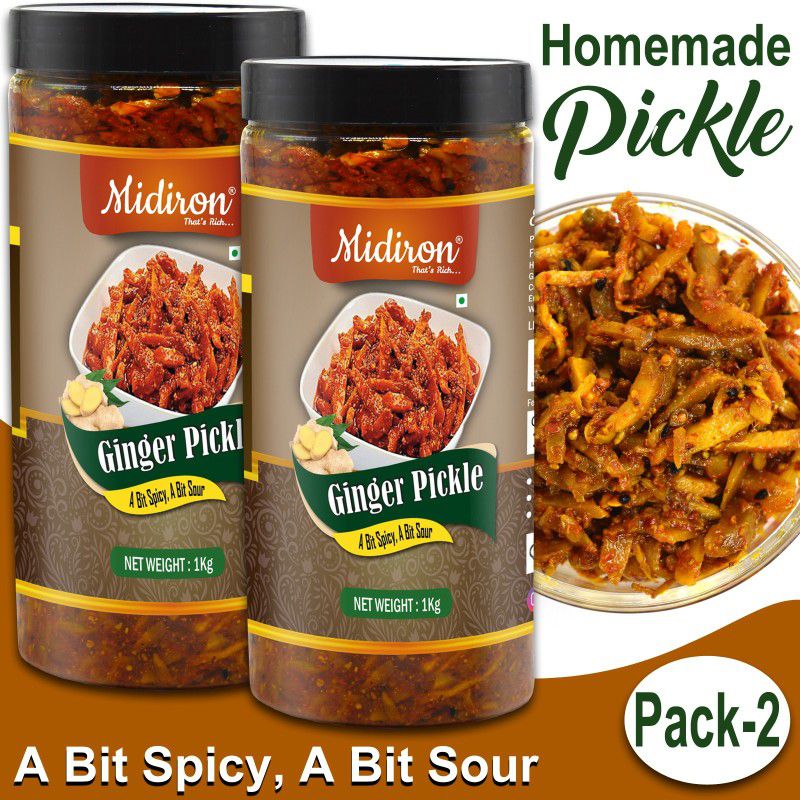 Midiron Ginger Pickle, Homemade Pickle with Indian Traditional Spices, Aadrak Aachar Ginger Pickle  (2 x 1 kg)