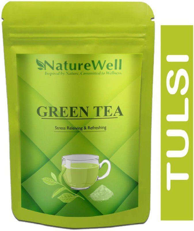 Naturewell Green Tea for Weight Loss | 100% Natural Green Loose Leaf Tea | Tulsi Flavor Green Tea Pouch Advanced (T1328) Unflavoured Green Tea Pouch  (200 g)