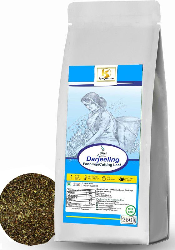 Keegan Tea Pure Darjeeling Fannings Cutting Leaf 250gm pouch( Darjeeling Blended Cutting Leaf)| 100 cups Black Tea Pouch  (250 g)