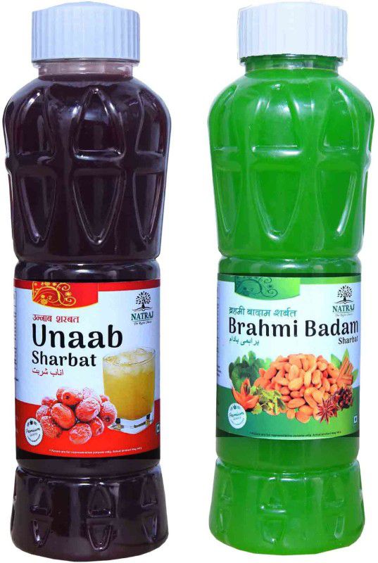 NATRAJ The Right Choice Unaab & Brahmi Badam Sharbat 1500 Ml (Pack of 2 x 750 ml Bottle) UNAAB, BRAHMI BADAM  (1500 ml, Pack of 2)