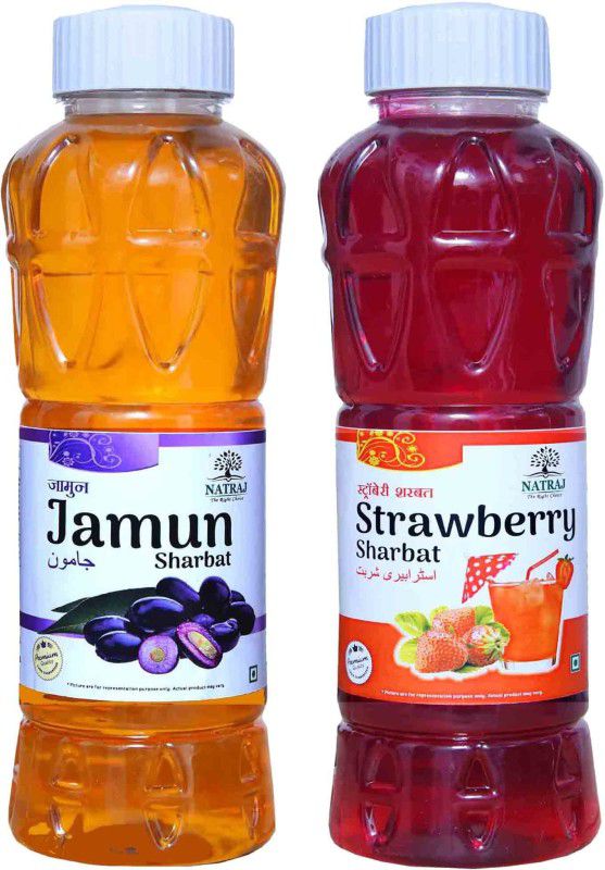 NATRAJ The Right Choice Jamun & Strawberry Sharbat 1500 Ml (Pack of 2 x 750 ml Bottle) JAMUN, STRAWBERRY  (1500 ml, Pack of 2)