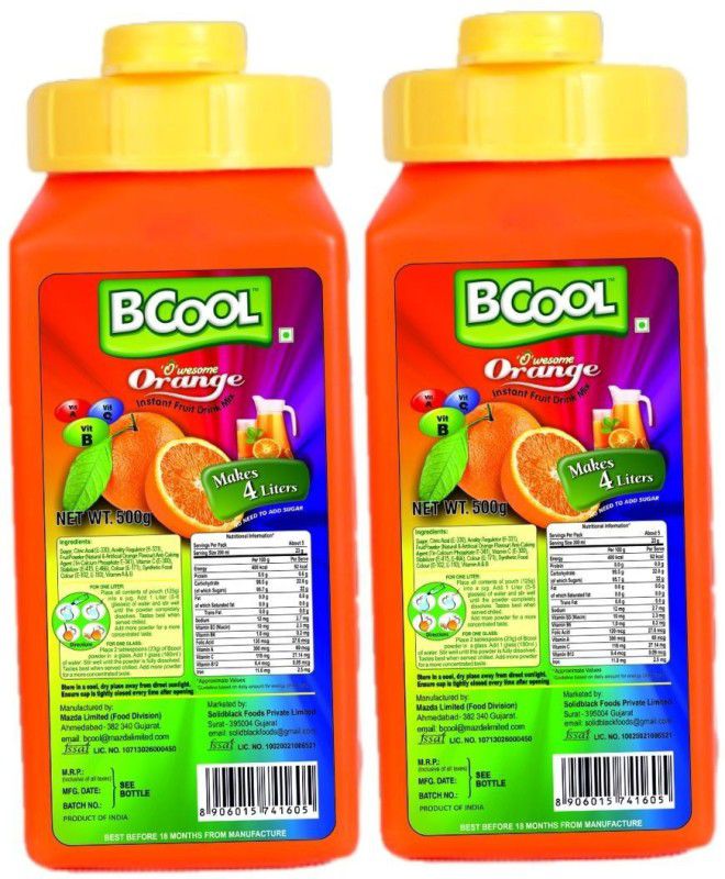 Bcool Orange Immunity Booster Instant Drink Mix Powder for All Age Groups(Pack of 500g)  (1 kg, Pack of 2)