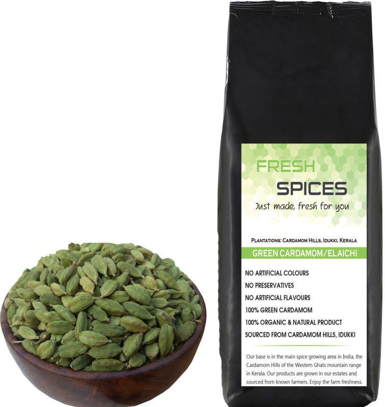 Fresh Spices Green Cardamom / Elaichi (1kg), Homestead produce from Cardamom Hills, Kerala  (1 kg)