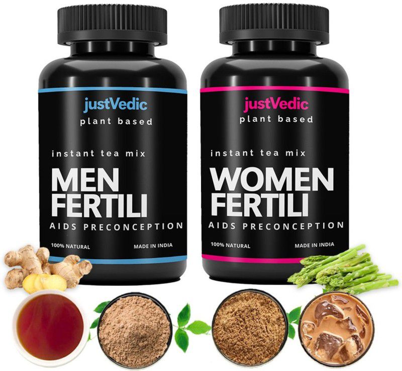 justvedic Men Women Fertili Mix - 1 Month Pack | 2 x 60 Gms | Helps in Increasing Count, Ovulation, Hormonal Acne Hibiscus Herbal Tea Plastic Bottle  (2 x 60 g)