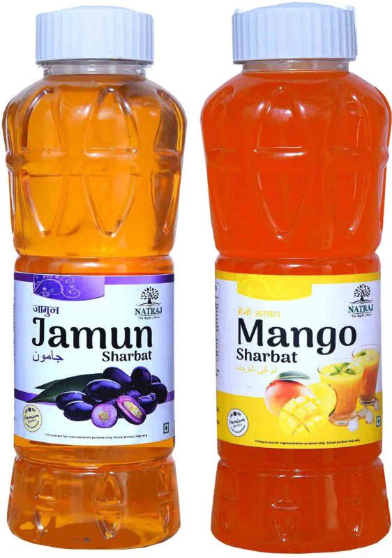 NATRAJ The Right Choice Jamun & Mango Sharbat 1500 Ml (Pack of 2 x 750 ml Bottle) MANGO, JAMUN  (1500 ml, Pack of 2)