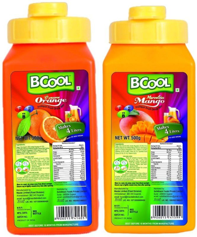 Bcool Orange & Mango Immunity Booster Instant Drink Mix Powder for All Age Groups(Pack of 500g)  (1 kg, Pack of 2)