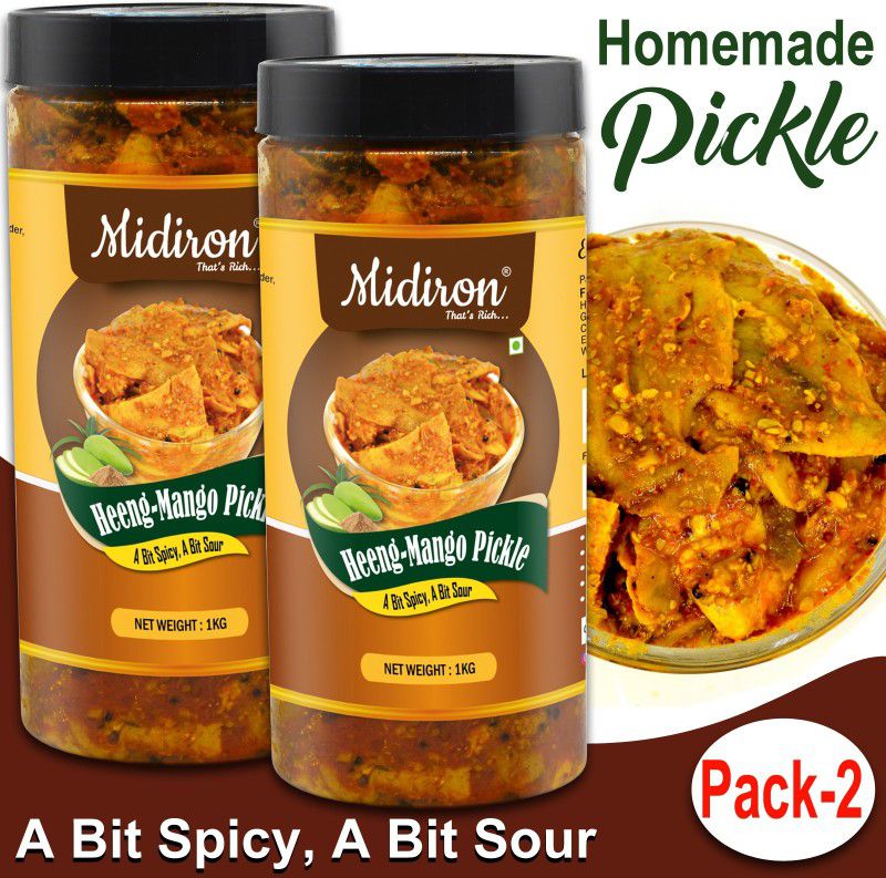 Midiron Heeng Mango Pickle, Indian Traditional Spices, Homemade Heeng Mango Pickle Mango Pickle  (2 x 1 kg)