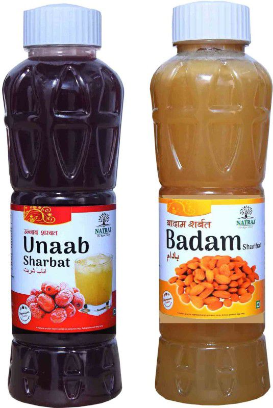 NATRAJ The Right Choice Unaab & Badam Sharbat 1500 Ml (Pack of 2 x 750 ml Bottle) UNAAB, BADAM  (1500 ml, Pack of 2)