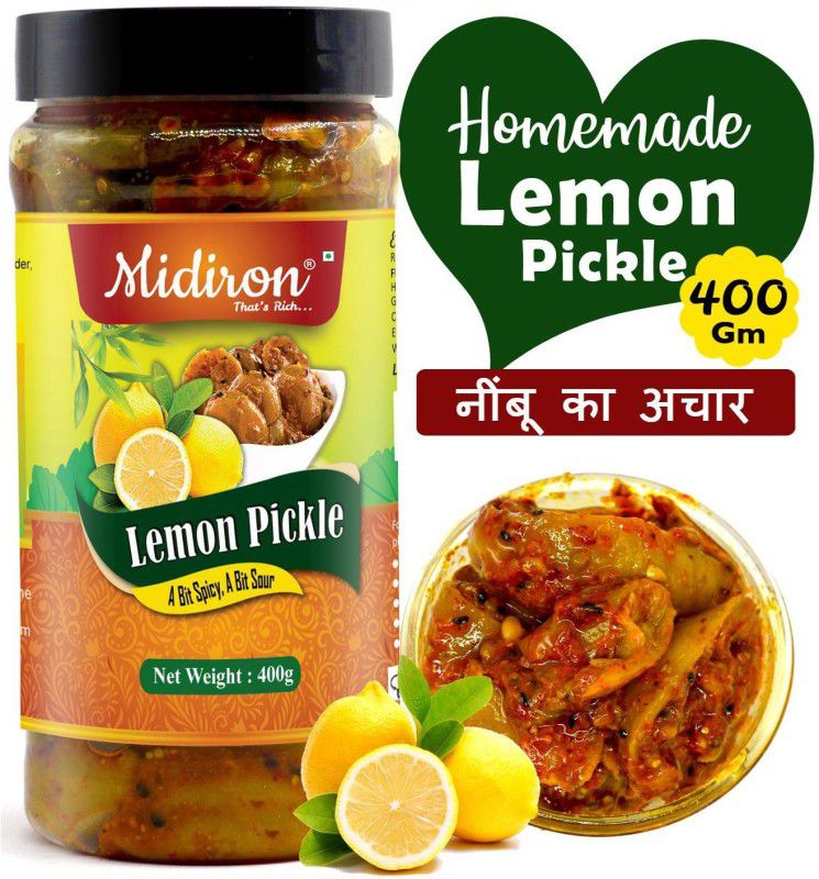 Midiron Lemon Pickle, Tasty & Spicy Nimbu Ka Achar, Homemade Pickle with Indian traditional Spices, Nimboo Aachar, Lime Pickle (400 GM) Lemon Pickle  (400 g)