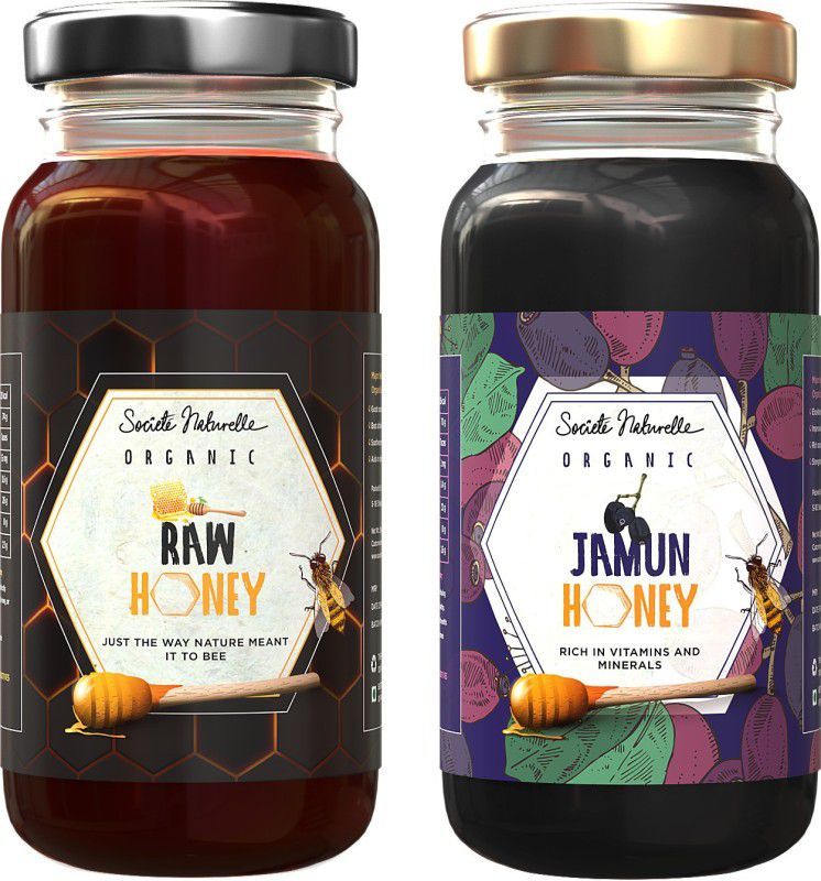 Societe Naturelle Organic Combo Raw & Jamun honey 250 gm Immunity booster pack of 2  (2 x 250 g)