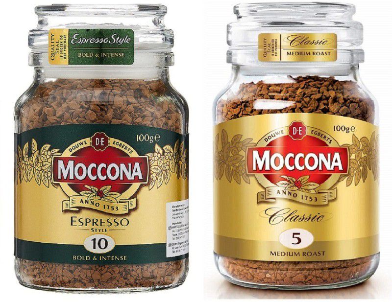 Moccona Coffee Espresso Freeze-Dried Instant Coffee 200g, (Bold & Intense, Decaffinated) Instant Coffee  (2 x 100 g, Pure Flavoured)