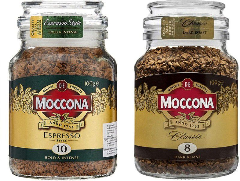 Moccona Coffee Espresso Freeze-Dried Instant Coffee 200g, (Bold & Intense, Dark Roast) Instant Coffee  (2 x 100 g, Pure Flavoured)