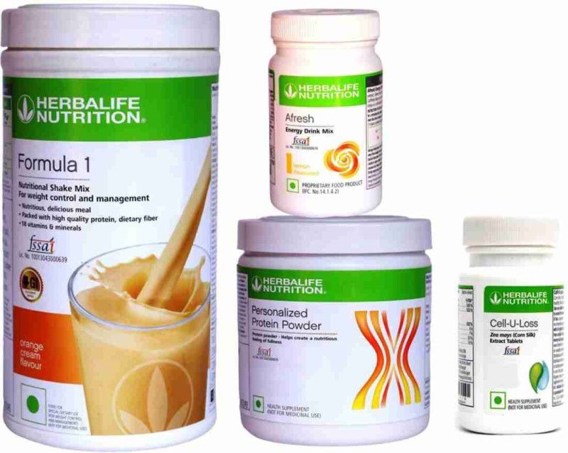 Herbalife Nutrition Herbalife Weight Loss Combo F1 Orange 500g, PP 200g, Afresh,, Cell U Loss 60N Combo  (F1 Orange 500g, Protein 200g, Afresh lemon 50g, Cell u Loss 60N)