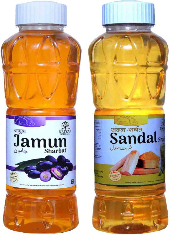 NATRAJ The Right Choice Jamun & Sandal Sharbat 1500 Ml (Pack of 2 x 750 ml Bottle) JAMUN, SANDAL  (1500 ml, Pack of 2)