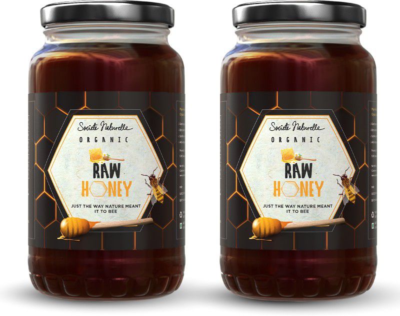 Societe Naturelle Organic Combo Raw Honey 1 kg Immunity booster Unprocessed Sahad pack of 2  (2 x 1 kg)