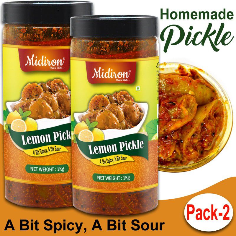 Midiron Lemon Pickle, Homemade Pickle| Tasty & Spicy Indian traditional Spices, Nimboo Ka Aachar Pack-2 (1 Kg Each) Lemon Pickle  (2 x 1 kg)