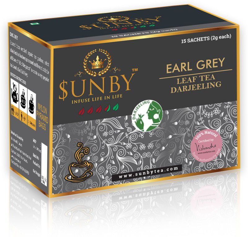 sunby Exotic Earl Grey I Antioxidants I Natural I Weight Loss Orange Black Tea Bags Box  (15 Bags)