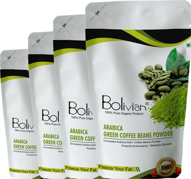 Bolivian PREMIUM QUALITY 50% ORGANIC, PURE, NATURAL AND DECAFFINATED WITH CHLOROGENIC ACID GREEN COFFEE POWDER WHICH HELPS IN WEIGHT LOSS PACK OF 4 OF 50GM Instant Coffee  (4 x 50 g, Green Coffee Flavoured)