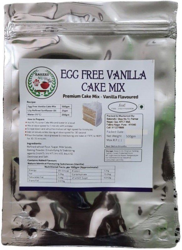 BAKERS4U Premium Cake Mix - Vanilla Flavored | EGG FREE VANILLA CAKE MIX | Quick and convenient 500 g