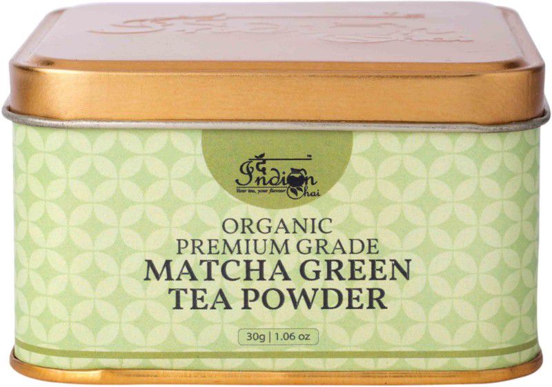 The Indian Chai Organic Premium Grade Matcha Green Tea Powder 30g, - Authentic Japanese Origin - Superfood - Premium Second Harvest Ceremonial Grade, Gentle Caffeine Tea Matcha Tea Tin  (30 g)