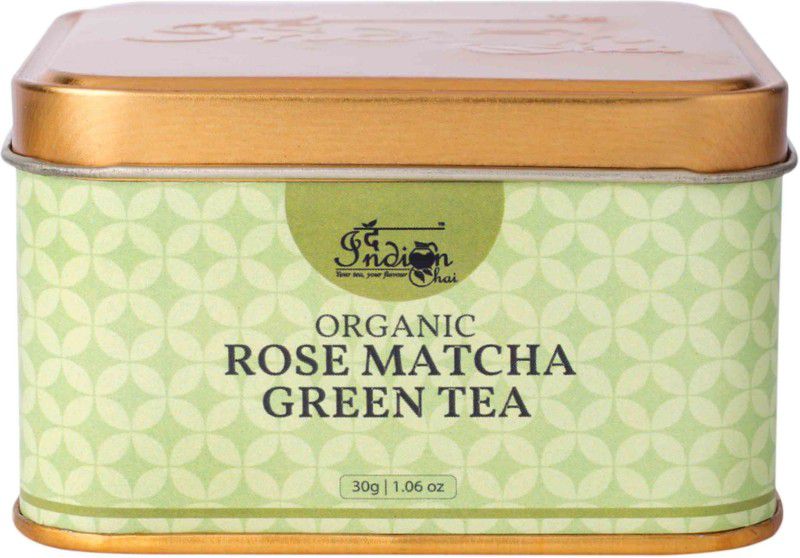 The Indian Chai Organic Rose Matcha Green Tea Powder 30g, Makes Immune System Stronger, Eases Sore Throat, Relieves Stress, Benefits Skin Matcha Tea Tin  (30 g)