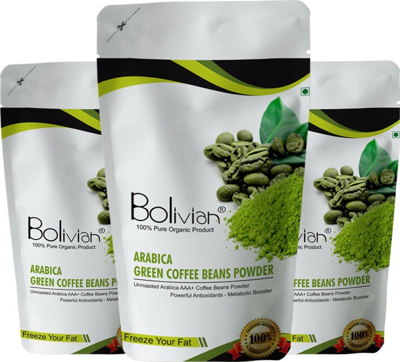 Bolivian PREMIUM QUALITY 100% ORGANIC, PURE, NATURAL AND DECAFFINATED WITH CHLOROGENIC ACID GREEN COFFEE POWDER WHICH HELPS IN WEIGHT LOSS PACK OF 3 OF 100GM Instant Coffee  (3 x 100 g, Green Coffee Flavoured)