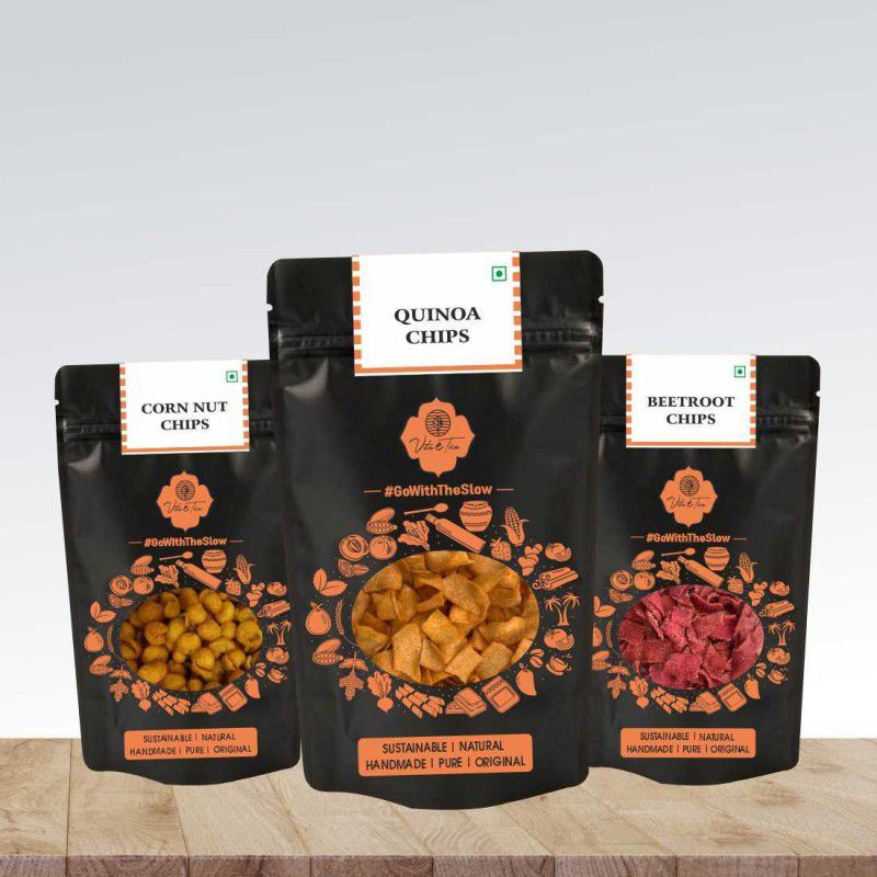 Vita eTica Chips- Combo Pack ( Pack of 3 ) QUINOA , BEETROOR & CORN NUTS CHIPS Chips  (300 g)