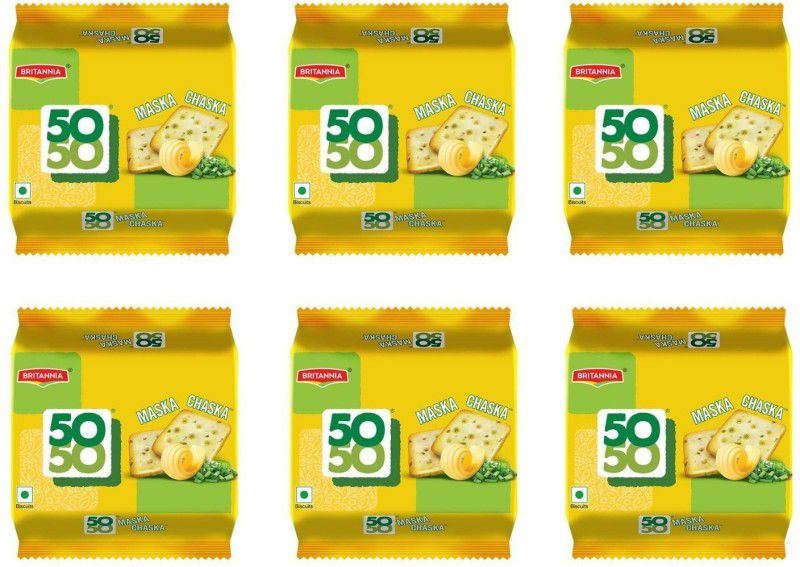 BRITANNIA 50-50 Maska Chaska Salted Biscuit (120 g)-6pcs Bakery Biscuit  (720 g, Pack of 7)