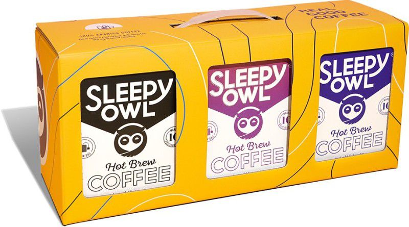 Sleepy Owl Hot Brew Gift Box |1 Flavour Hot Brew Roast & Ground Coffee  (3 x 266.67 g, Assorted Flavoured)