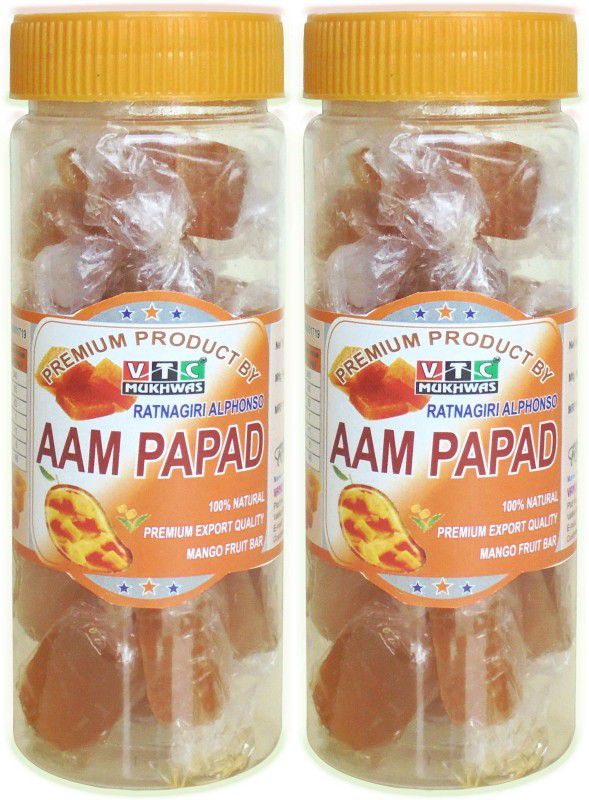 VTC Natural Pure Aam Papad Khatta Mitha Mango Jelly Candy Mango Jelly Candy  (2 x 180 g)