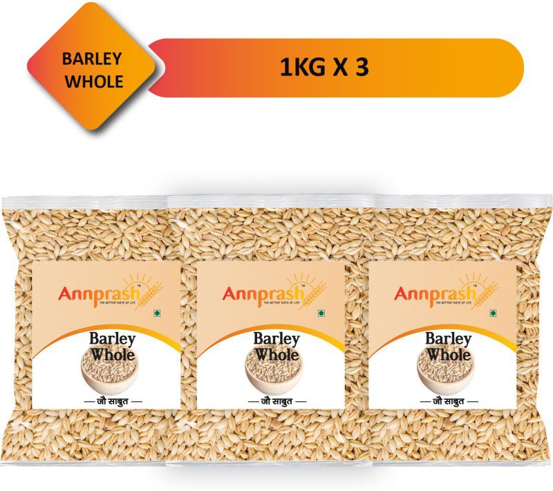 Annprash Best Quality Barley Whole / Jau Sabut - 3kg (1kgx3) Barley  (3 kg, Pack of 3)