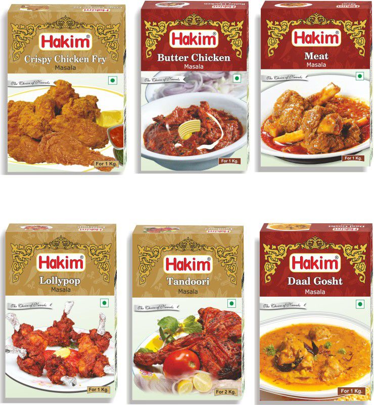 HAKIM Authentic Mughlai Meat Masala, Lollypop Masala, Tandoori Masala, Daal Gosht Masala, CRP. Chicken Fry Masala, Butter Chicken Masala (Combo of 6)  (6 x 54.17 g)
