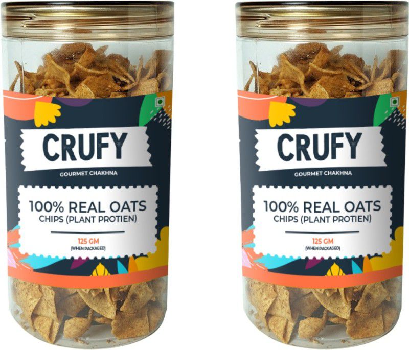CRUFY Healthy Snacks Combo Pack of 2 ||100% Real Oats Chips (Plant Protein) 125gm  (2 x 125 g)