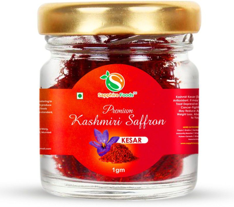 Sapphire Foods Pure Natural Organic Kashmiri kesar  (1 g)