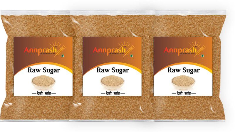 Annprash Premium Quality Desi khand/Raw Sugar - 1kg (Pack of 3) Sugar  (3 kg, Pack of 3)