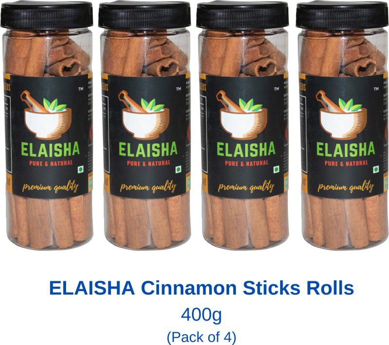 ELAISHA Cinnamon Sticks Dalchini Sticks Roll Premium Quality Pure & Natural  (4 x 100 g)