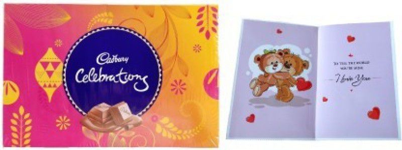 Festivalsbazar Celebrations Gift Pack Chocolates With Greeting Card Combo  (Cadbury Celebrations Gift Pack Chocolate-1, Greeting Card - 1)